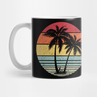 Retro Vintage sunset coco palm tree tropical beach Mug